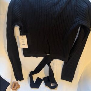 Black Ribbed Women's Sweater S M L